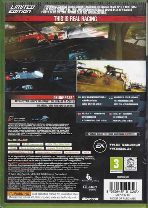 Shift 2 Unleashed Limited Edition - XBOX 360 (B Grade) (Genbrug)